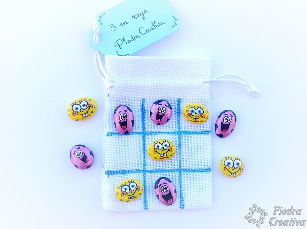 como hacer tres en raya en piedras pintadas