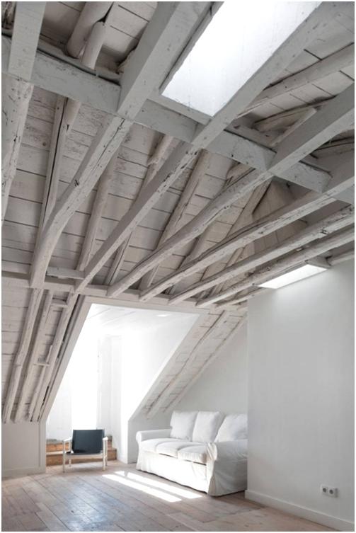 techo madera en color blanco