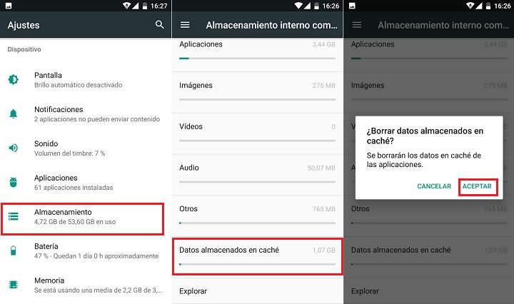 tutorial sobre como borrar los datos de la caché o memoria cache de Android y sus apps