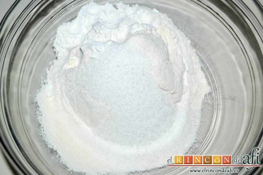 Scones escoceses, poner en un bol la harina tamizada con la levadura, la sal y el azúcar
