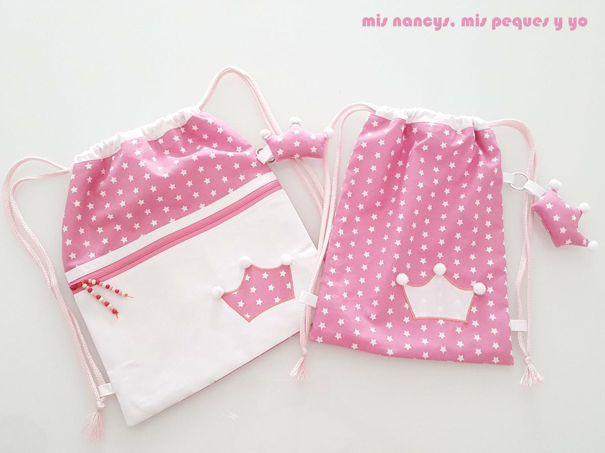 mis nancys, mis peques y yo, mochila pandilleando para ballet, pareja de mochila y bolsa con aplique de corona