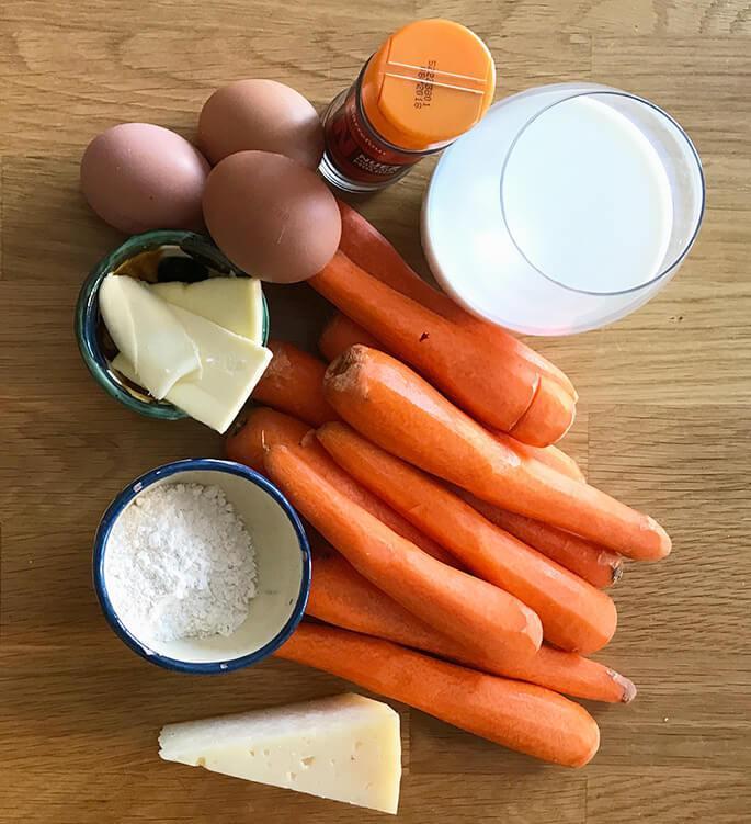 Ingredientes suflé de zanahorias y queso