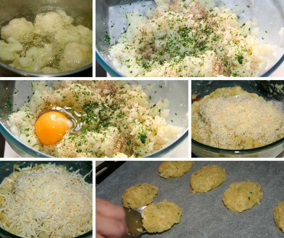 pasteles de coliflor y queso receta