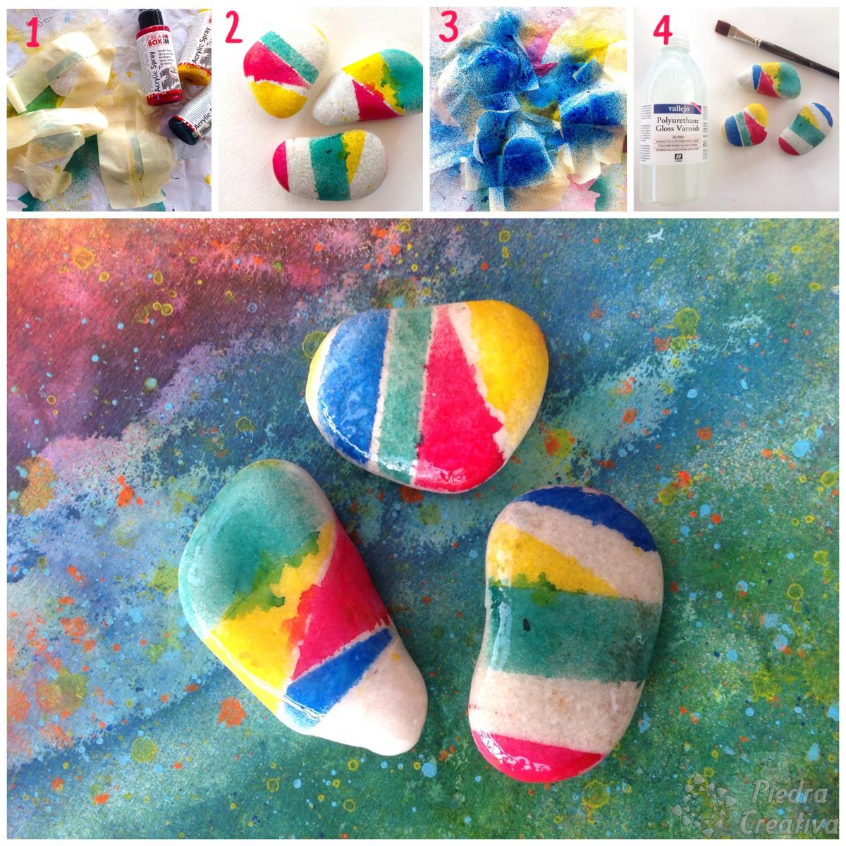 Paso a paso piedras pintadas con spray