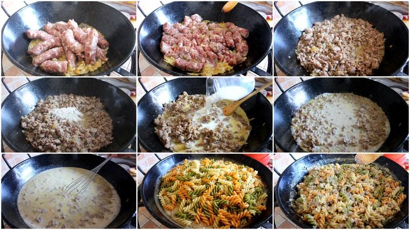 Macarrones con butifarra y bechamel