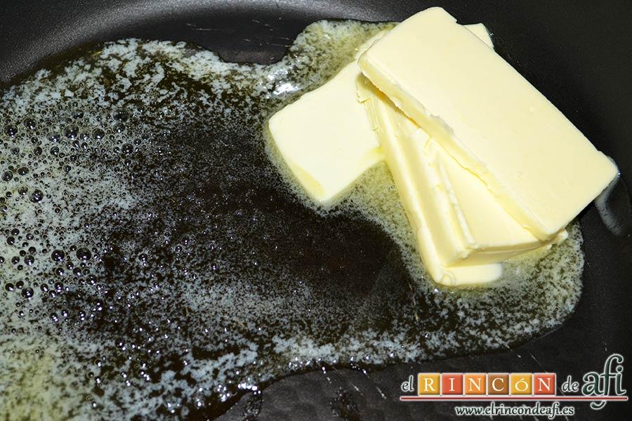 Casoncelli alla Bergamasca, poner a derretir la mantequilla en una sartén