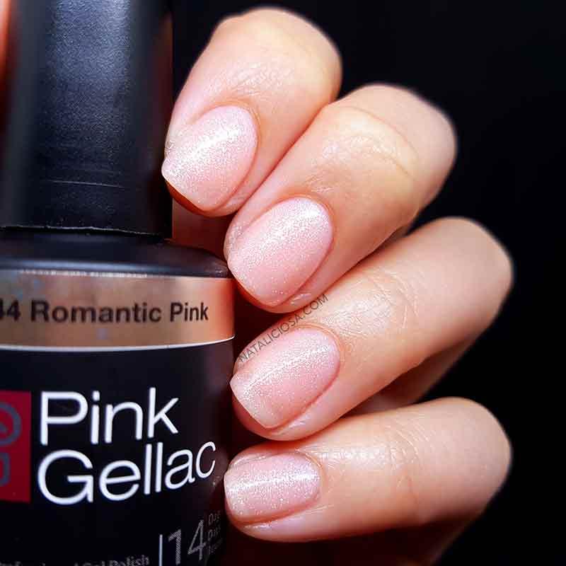 swatches romantic pink de pink gellac opinion 144 muestra de purpurina como base para unas delicadas y sencillas con semipermanentes