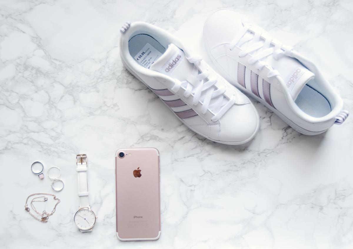 adidas neo advantage white rose gold