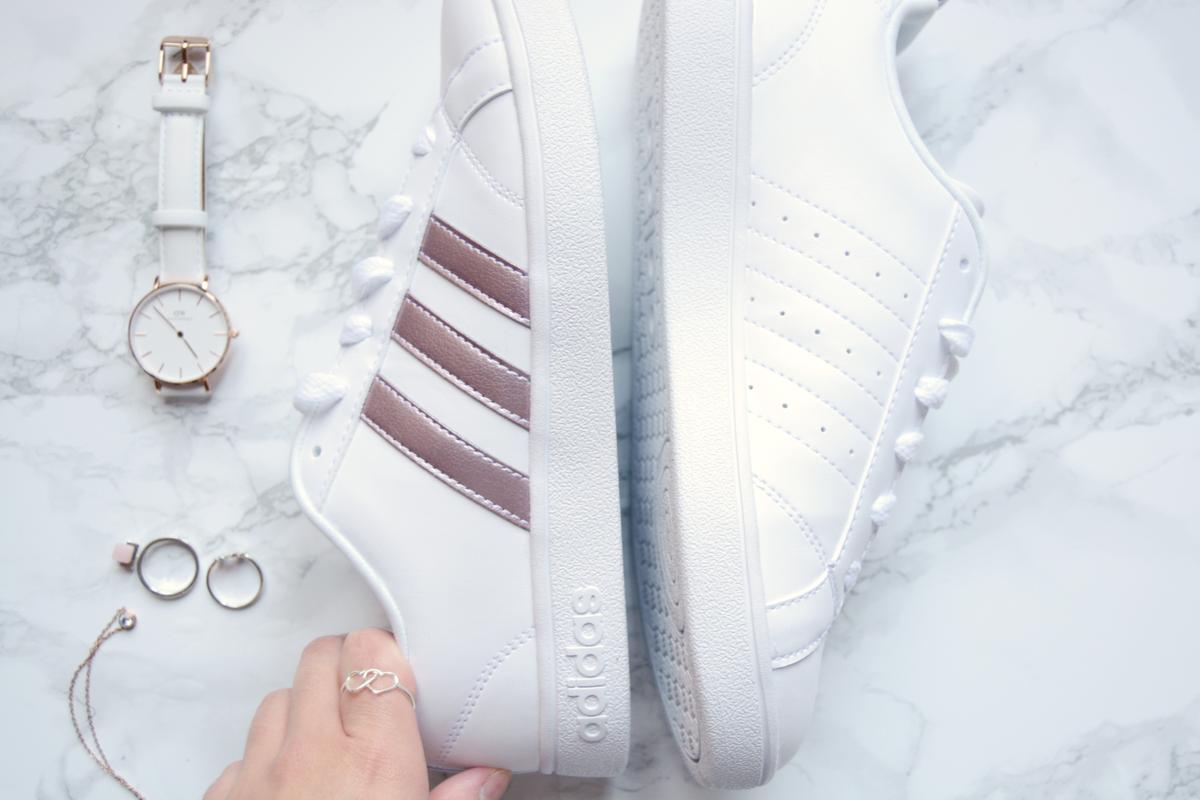 adidas neo advantage white rose gold