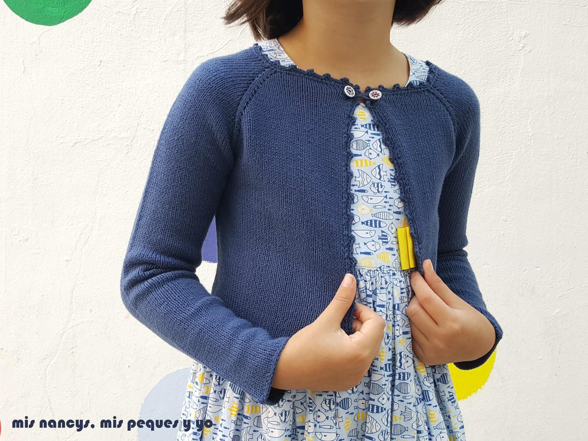 mis nancys, mis peques y yo, rebeca de punto para niña, detalle parte delantera