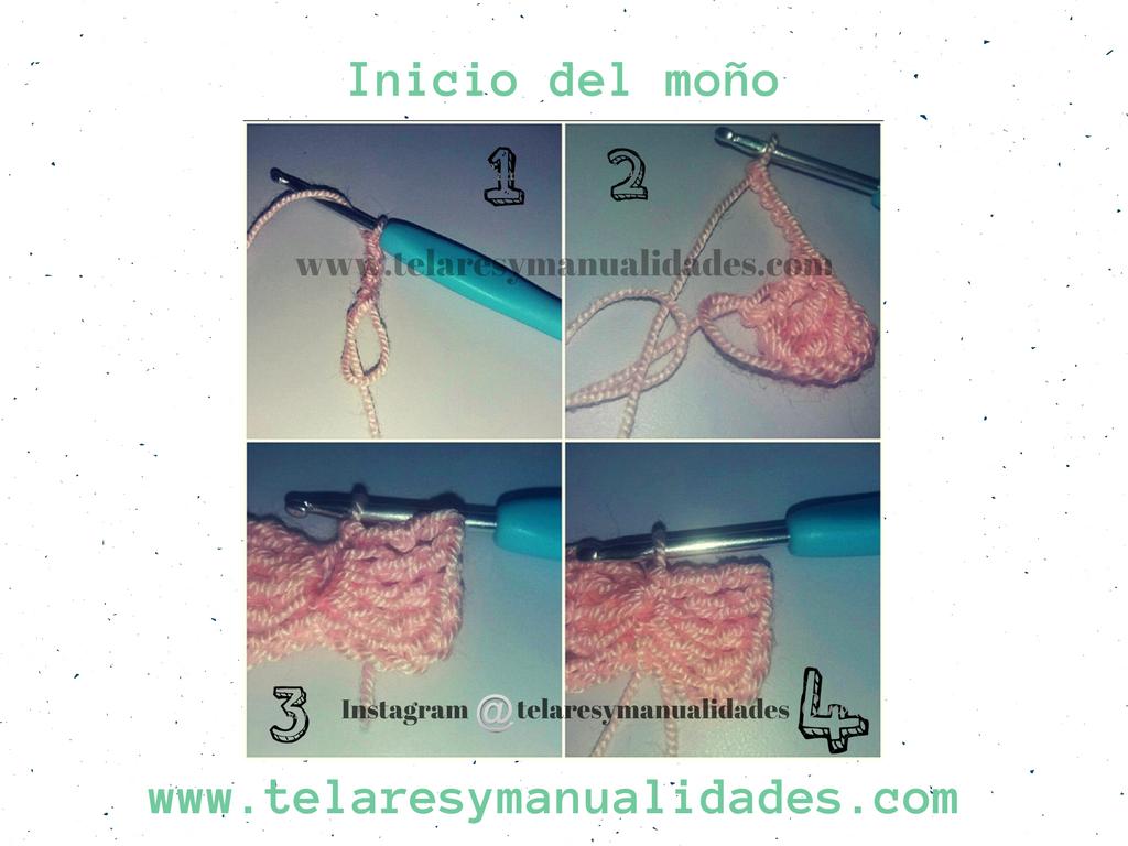 moño en crochet paso a paso 1 al 4