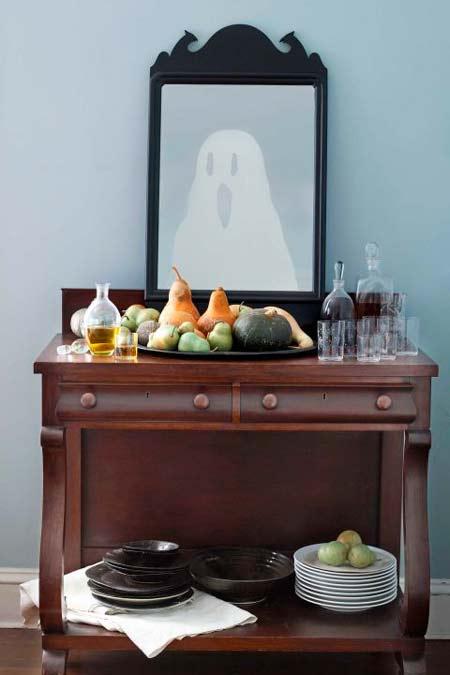 manualidad original para halloween: espejo con un fantasma