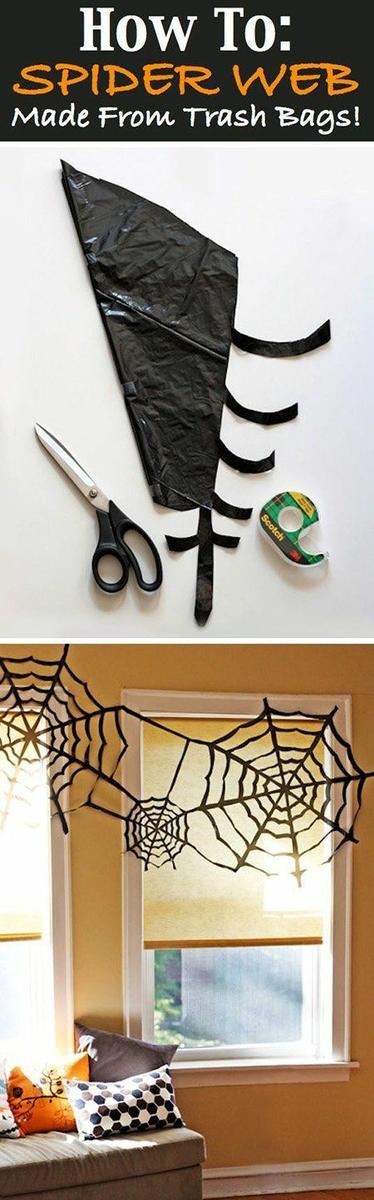 Decoración para Halloween casera: tela de araña casera