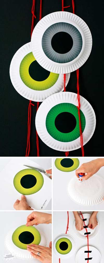 manualidad original para halloween: ojos gigantes de monstruo para decorar