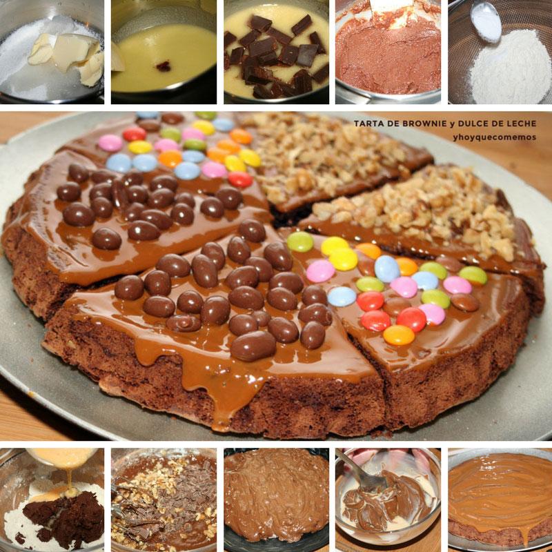 receta de tarta de brownie y dulce de leche