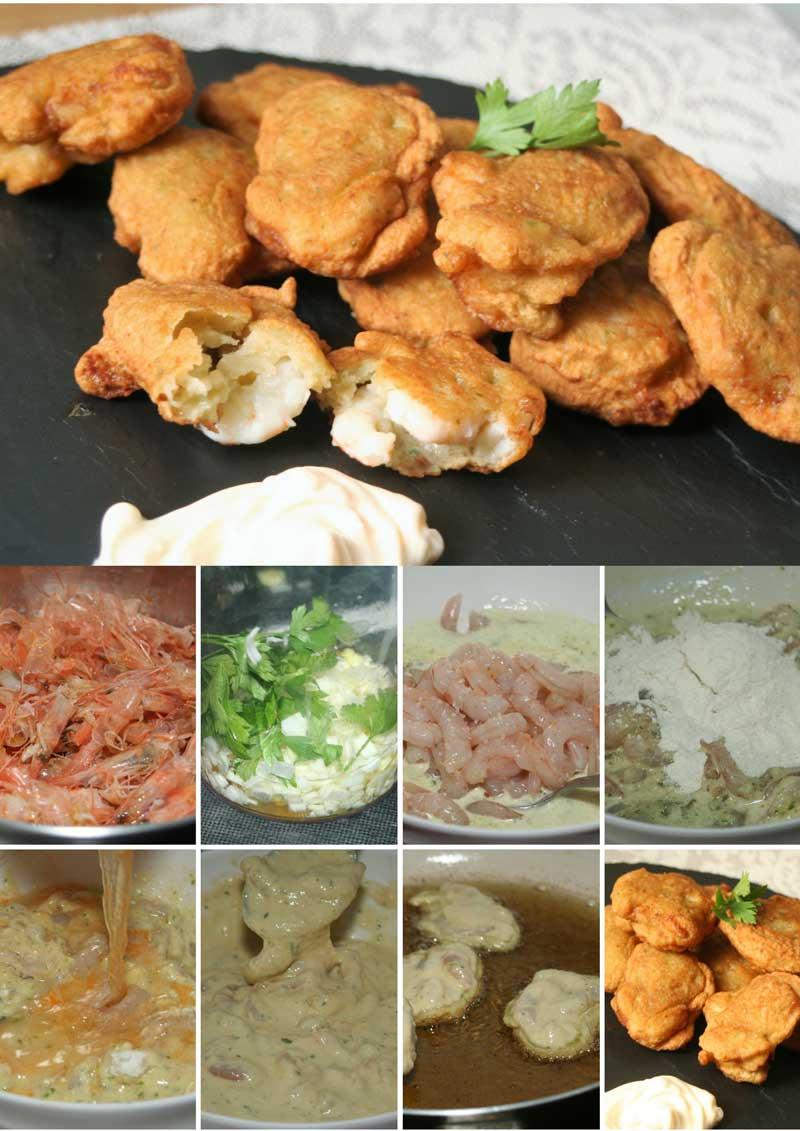 buñuelos de gambas receta