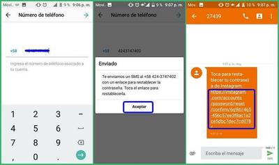 recuperar contraseña con mensaje