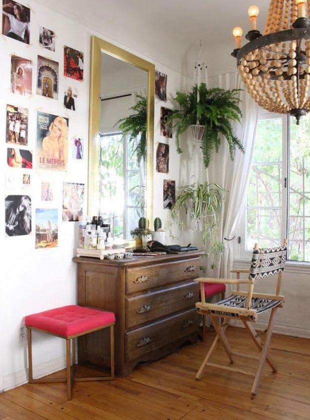 dormitorio boho lampara bolas