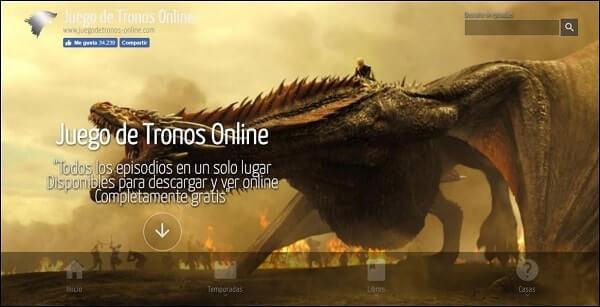 página Juego de Tronos Online