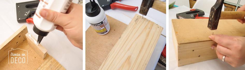 montar listones para construir caja para centro de mesa