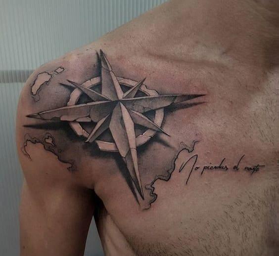 tatuajes de brujulas en el hhombro 2 - +90 Tatuajes de brújulas para hombres y mujeres Diseños y significados