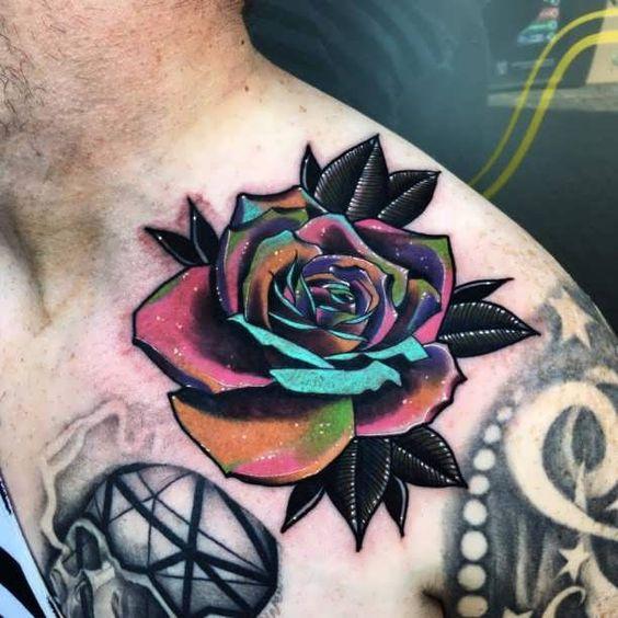 tatuajes de rosas a color hombres 5 - +80 Tatuajes para hombres ideas y diseños populares en 2017