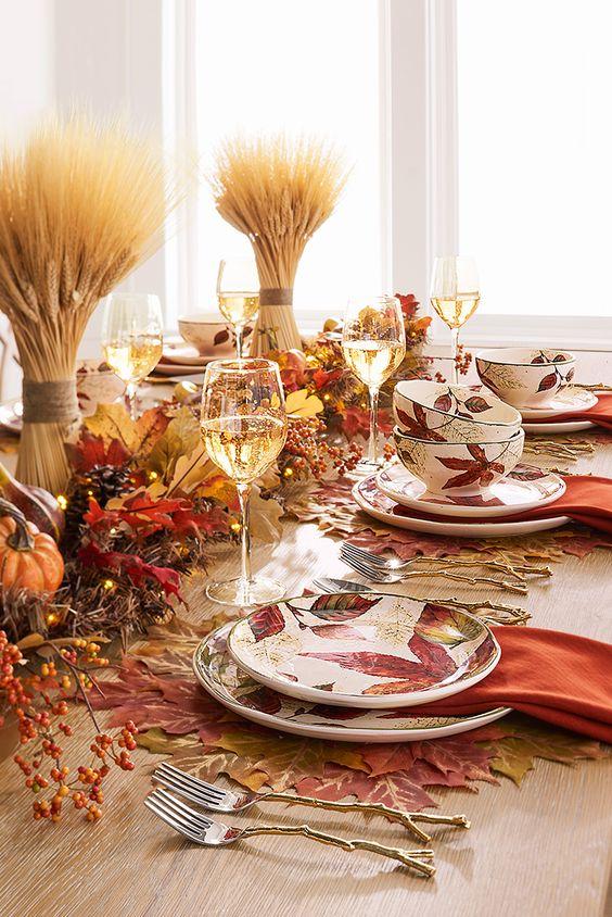 More than creating the best pumpkin pie and stuffing, family gatherings are about creating memories. So give your guests an atmosphere of bounty. A set of Pier 1 Asheville Leaves Dinnerware should do the trick with a delightful serving of richly colored leaves on glazed ironstone.