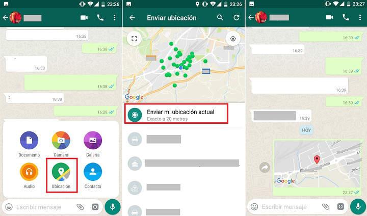 enviar mi ubicacion actual live location WhatsApp como activar