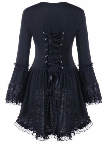 New Halloween Lace Up Sweetheart Neck Top BLACK 2XL