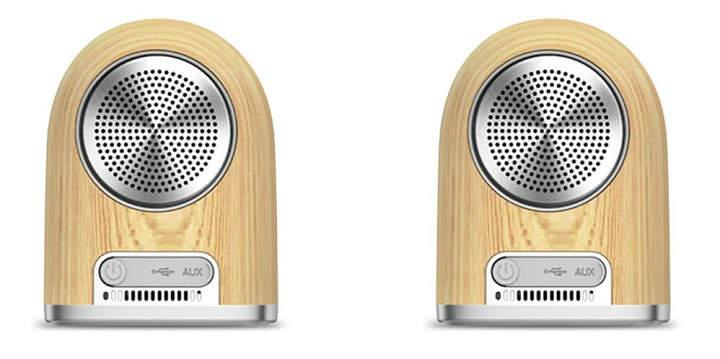 altavoces bluetooth 4.2 con acabado retro de madera e iman magnetico para ponerlos boca abajo o en vertical en superficies metálicas potencia de 5W analisis especificaciones precio y opinión