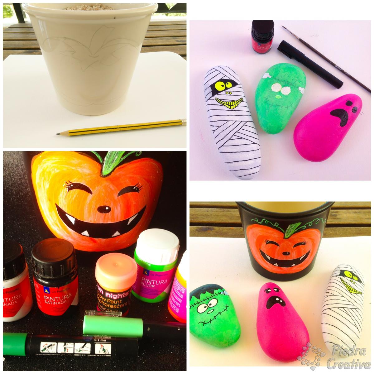 Manualidad de Halloween en piedras pintadas