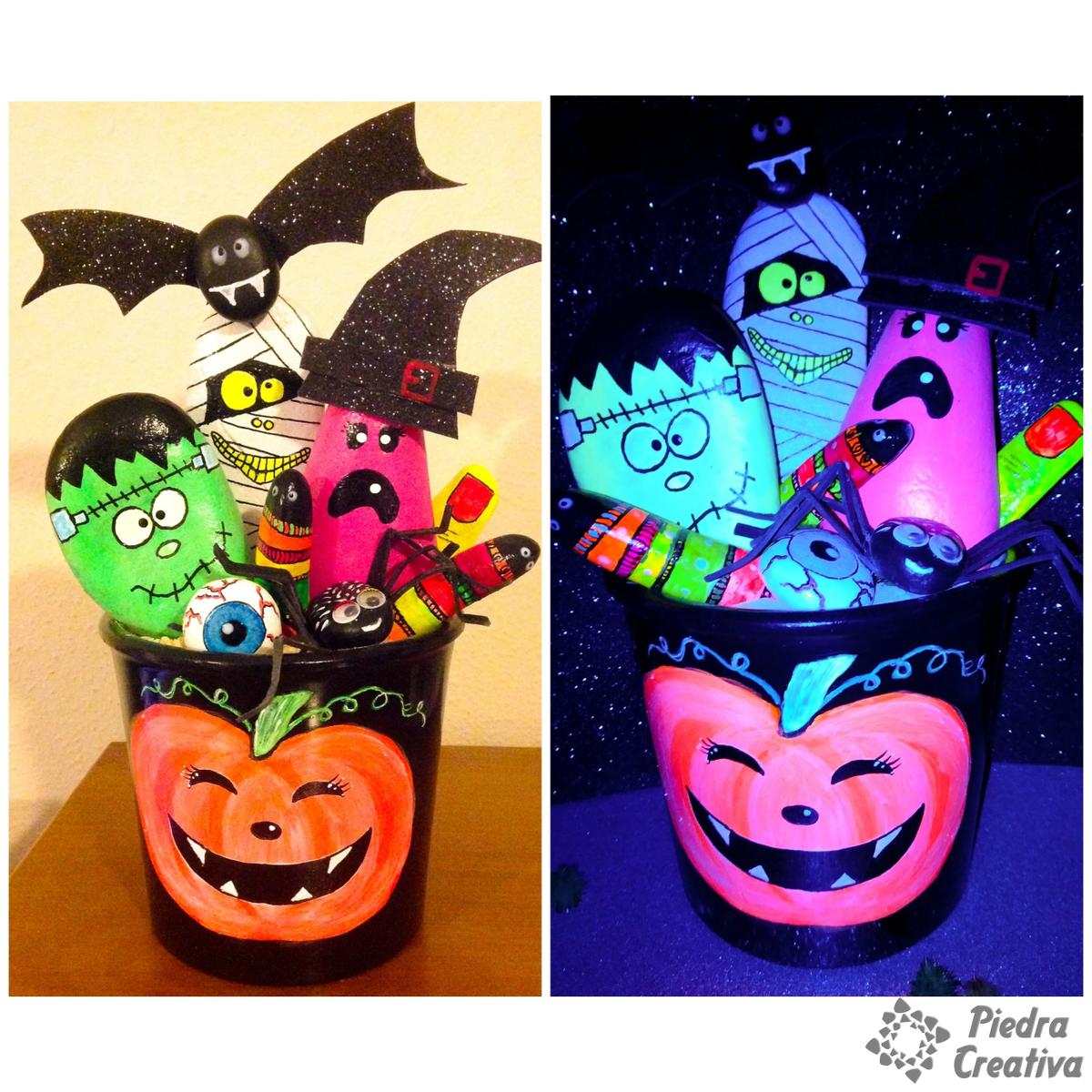 Manualidad Halloween pinturas fluorescentes de PiedraCreativa