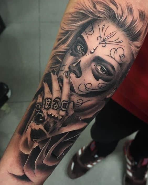 tatuaje de catrina para hombre - +60 Tatuajes de catrinas, diseños, significados y su representación