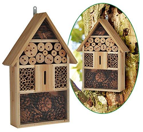 bambelaa. Insectos hotel Hotel para Abejas Insectos Casa con machimbre de madera Refugio para avispas, abejas, mariposas y Mariquita de materiales Natural Natural Pur (48 x 31 x 10 cm)  1 pieza
