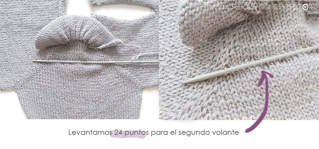 Jersey de punto con volantes de bebé tejido a dos agujas - Patrón y tutorial DIY