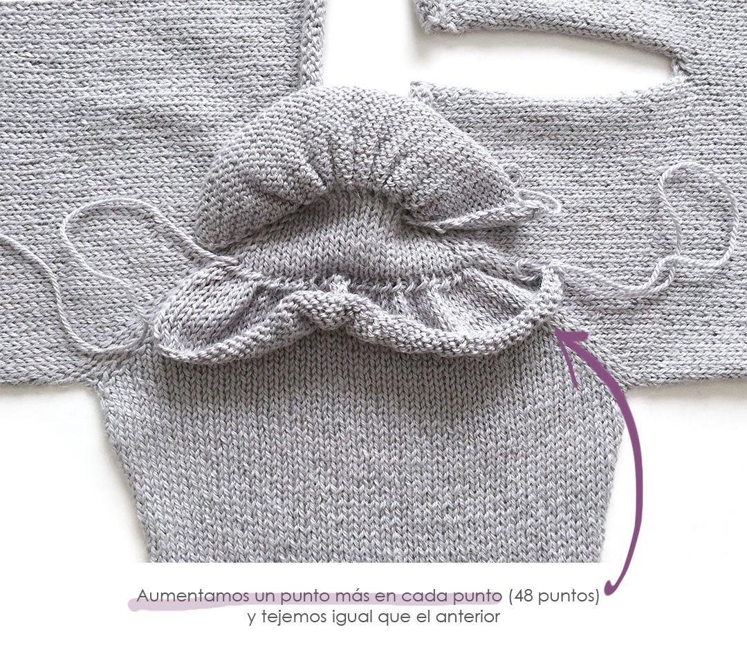 Jersey de punto con volantes de bebé tejido a dos agujas - Patrón y tutorial DIY