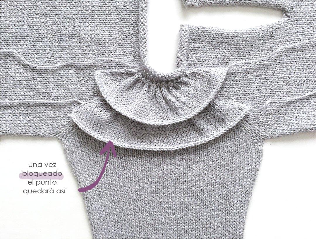 Jersey de punto con volantes de bebé tejido a dos agujas - Patrón y tutorial DIY