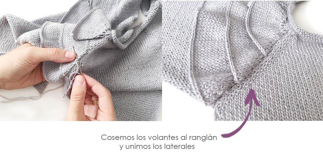 Jersey de punto con volantes de bebé tejido a dos agujas - Patrón y tutorial DIY