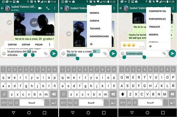 formatear y traducir texto whatsapp