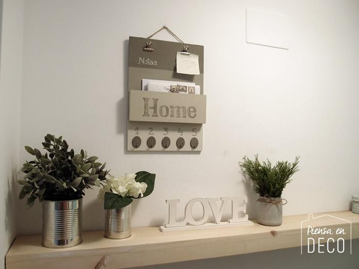 organizador para llaves en el recibidor