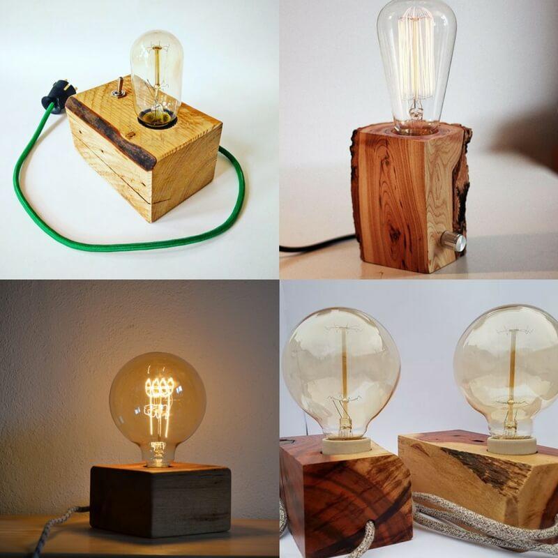 lámparas taco de madera