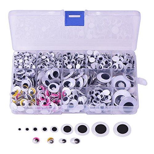 Outus Ojos Móviles Ojos Saltones Auto-adhesivos 5 mm a 25 mm Tamaños Variados para los Proyectos de Manualidad, 1083 Piezas