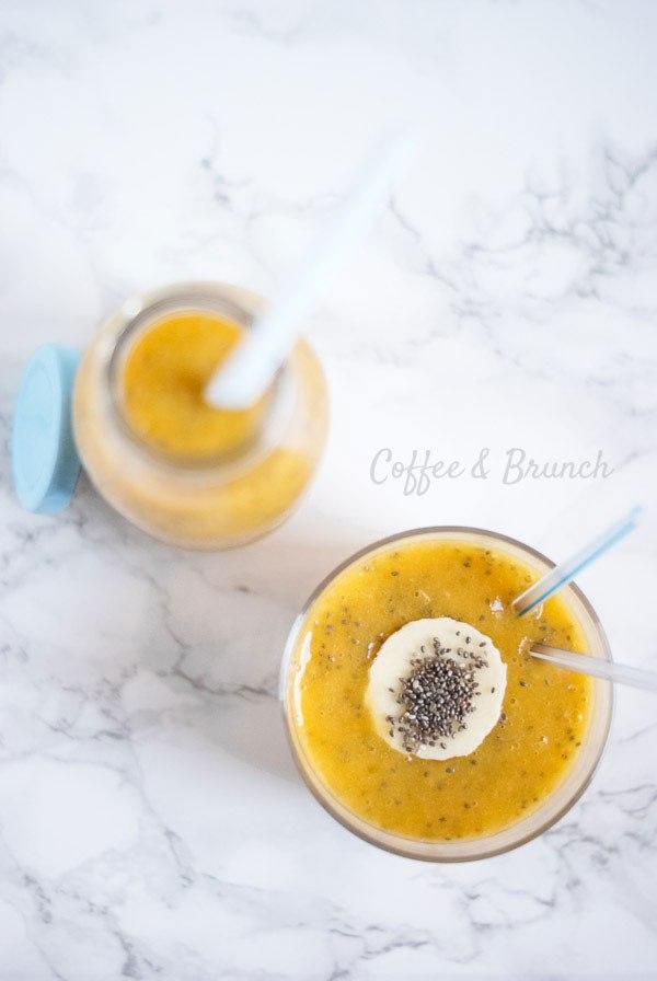 Batido de frutas y semillas de chia - Mango, melón, papaya