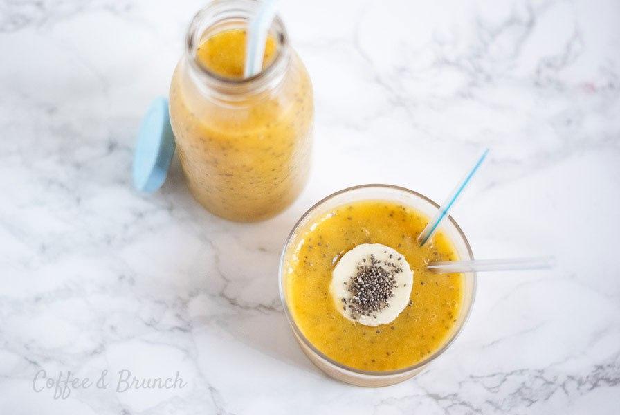 Batido de frutas y semillas de chia - Mango, melón, papaya