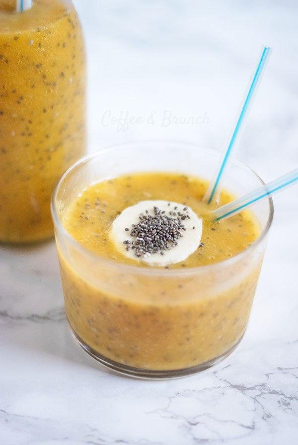 Batido de frutas y semillas de chia - Mango, melón, papaya