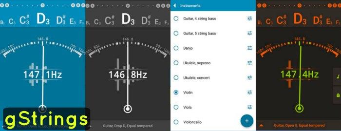 gStrings para afinar guitarras