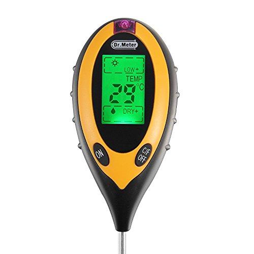 Dr. Meter® Medidor de Tierra 4-en-1 S20 pH Humedad Temperatura Intensidad de Luz de Sol Lux Meter Encuesta Instrumento