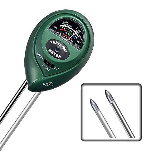 3 en 1 Suelo Humedad metros, Planta Tester, Suelo de pH y humedad, grosor de luz Planta Meter Tester para jardín, Granja, césped, para interiores y exteriores (No Necesita batería)