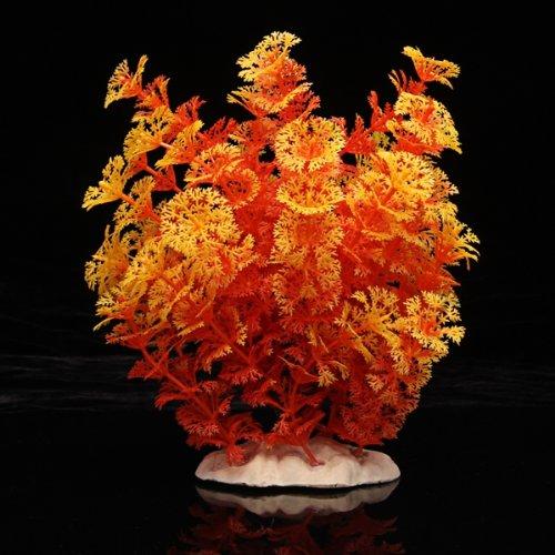 Planta Artificial Plástico Decoración para Acuario Pecera Color Naranja