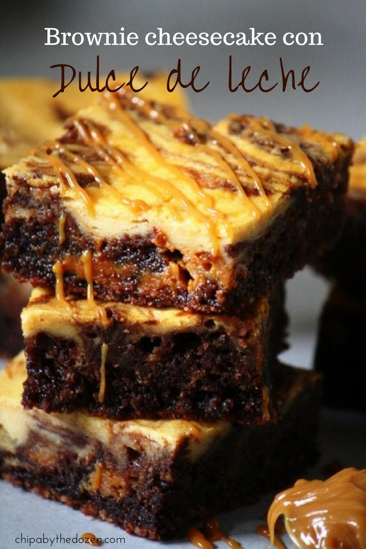 Brownie cheesecake con dulce de leche